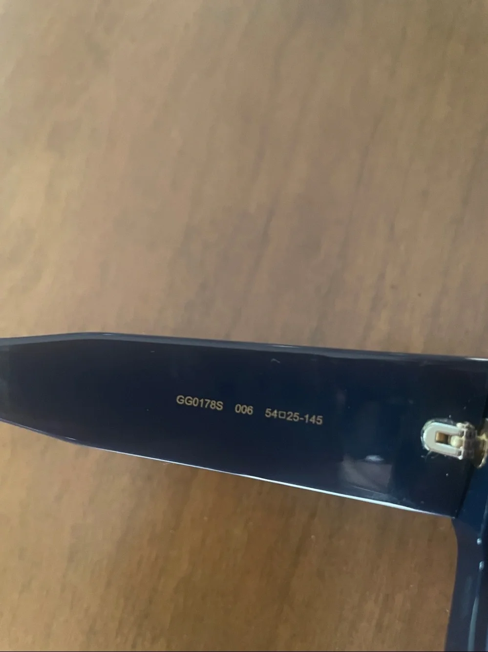 Gucci Blue Rectangular Logo Sunglasses with Gold Accents